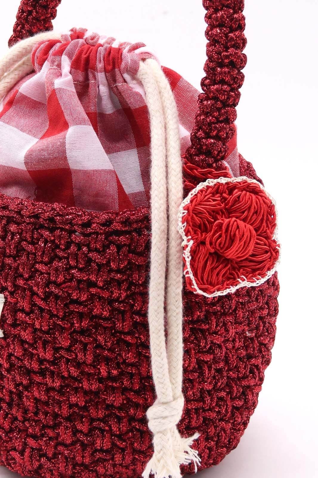 Kroşe örgü kırmızı bucket çanta Elisa