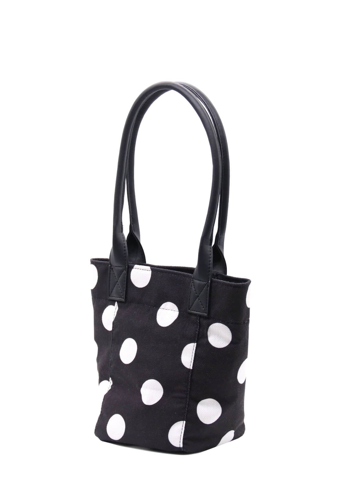 Mini Tote Çanta Beyaz Büyük Puantiye Small