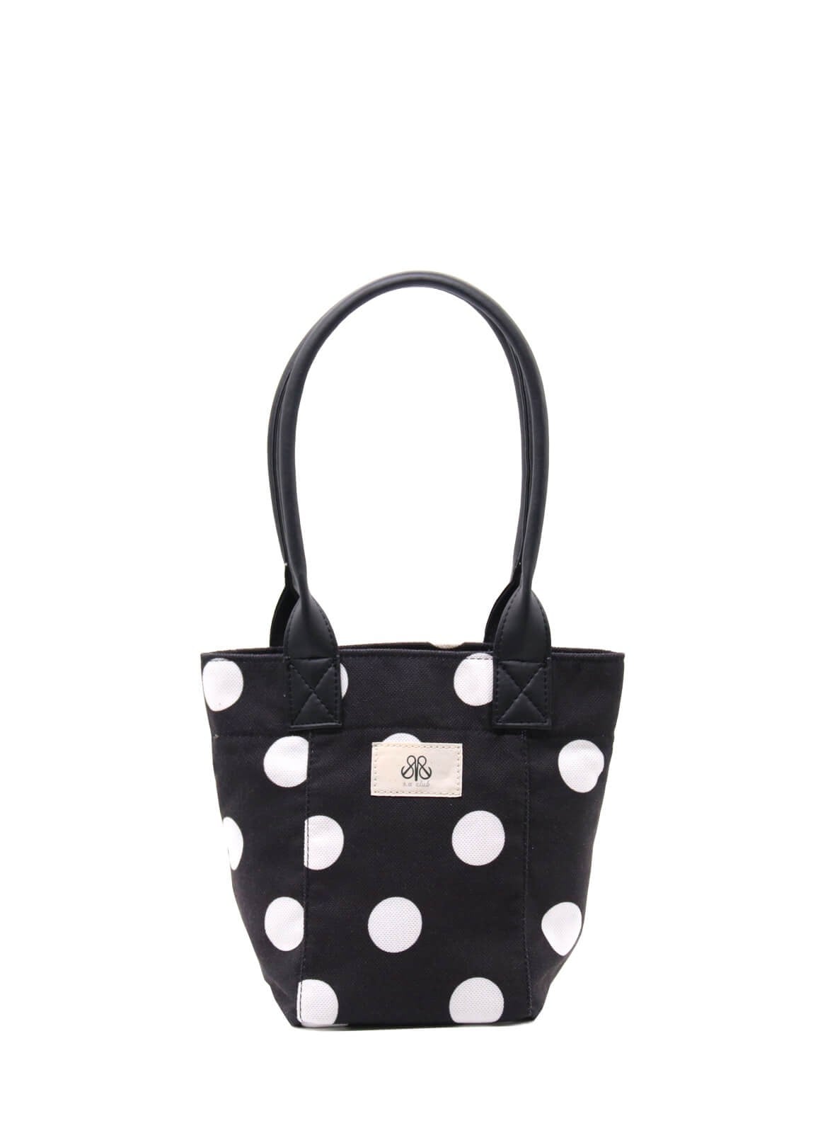 Mini Tote Çanta Beyaz Büyük Puantiye Small