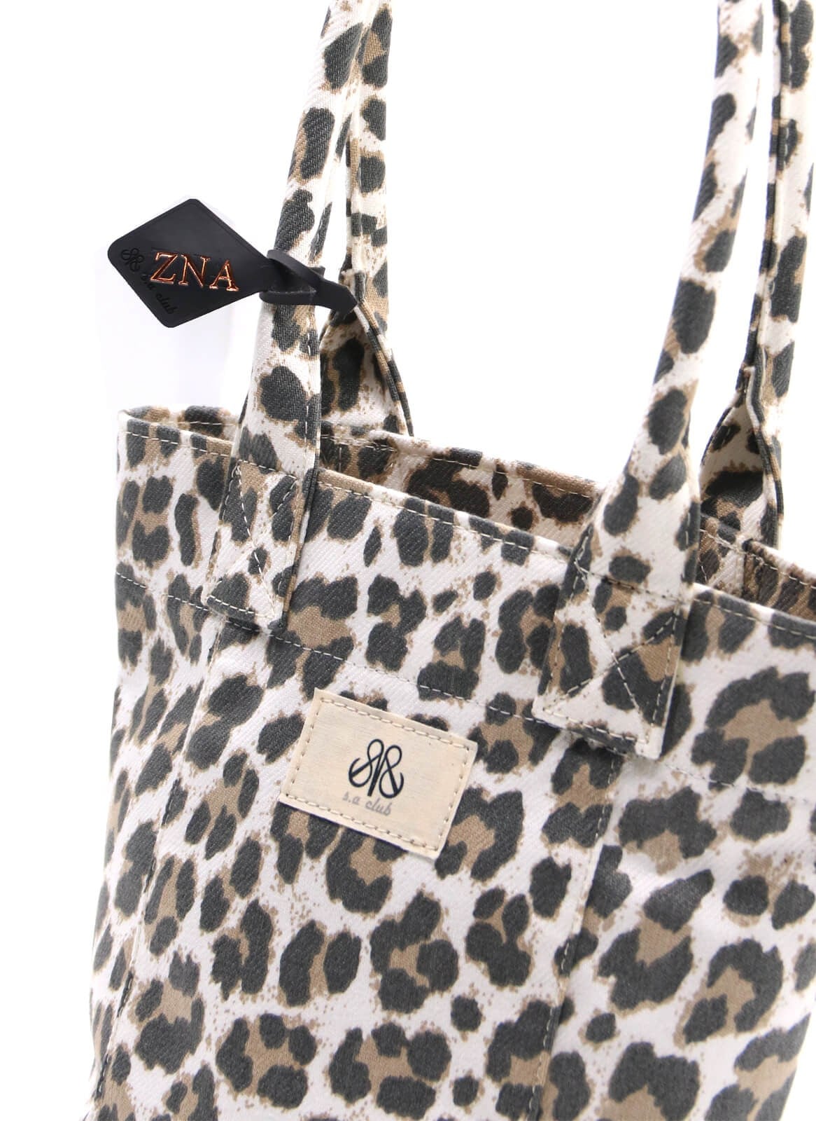 Mini Tote Çanta Beyaz Leopar Small
