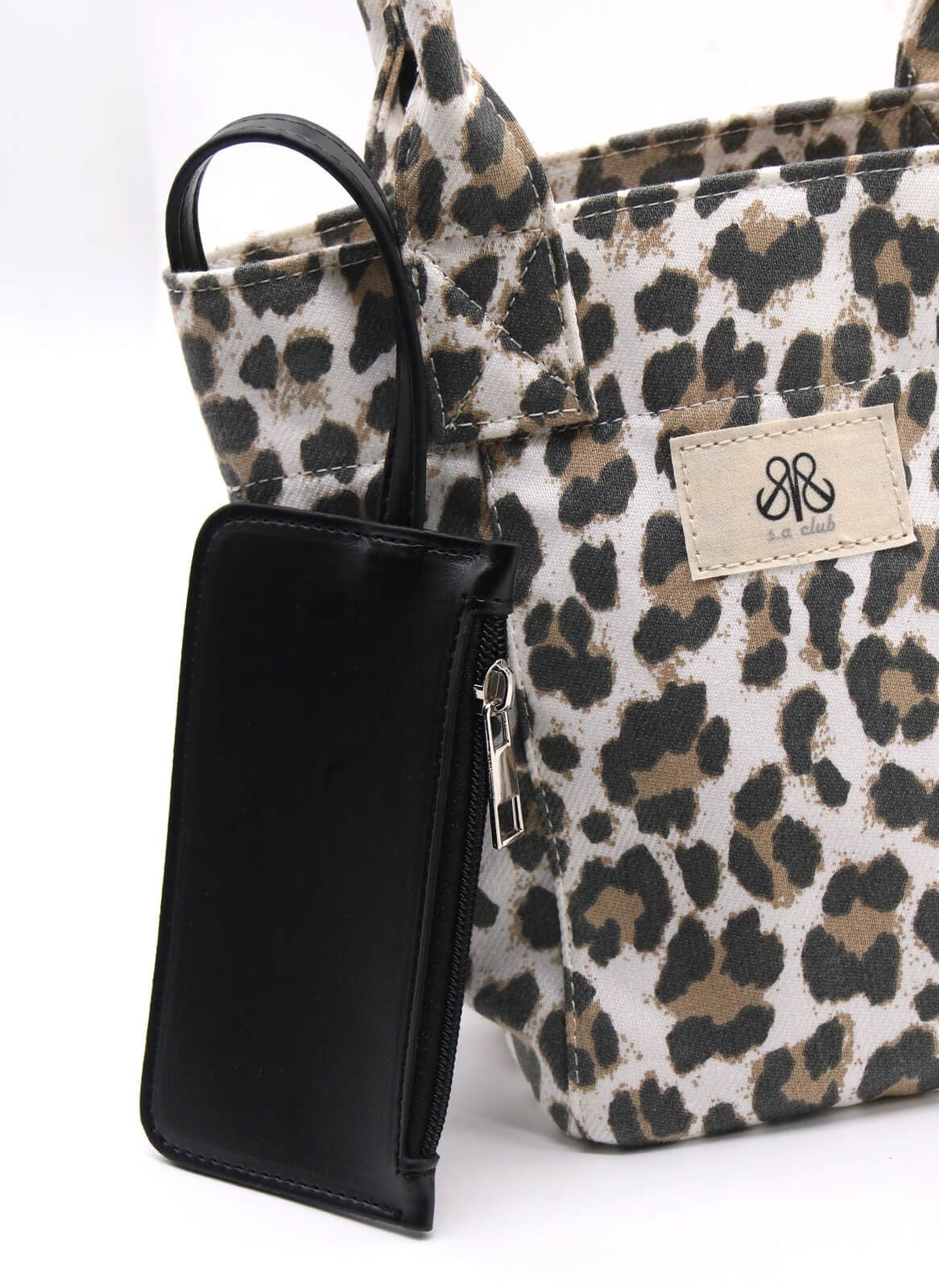 Mini Tote Çanta Beyaz Leopar Small
