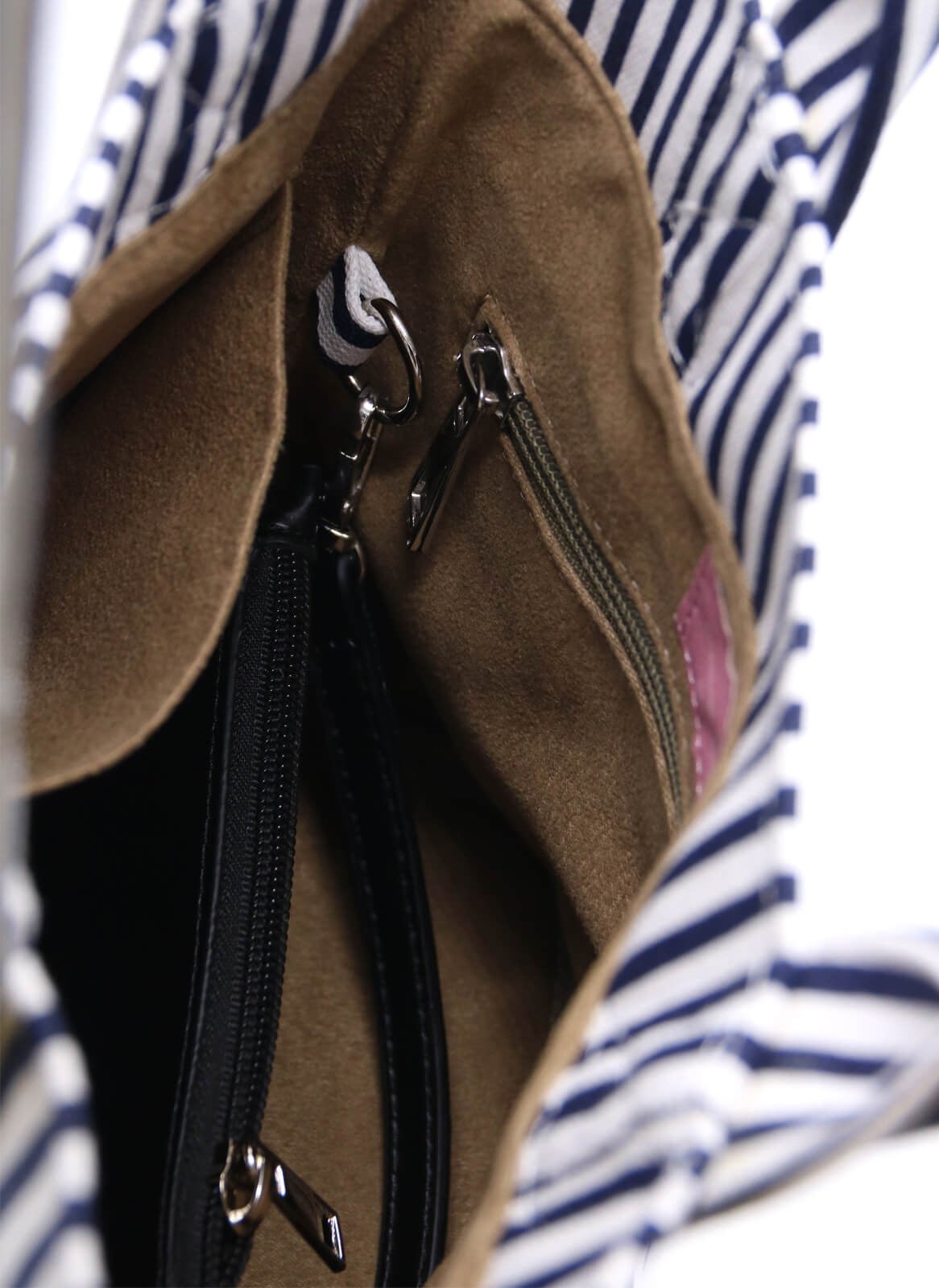 Mini Tote Çanta Çizgili Lacivert Small