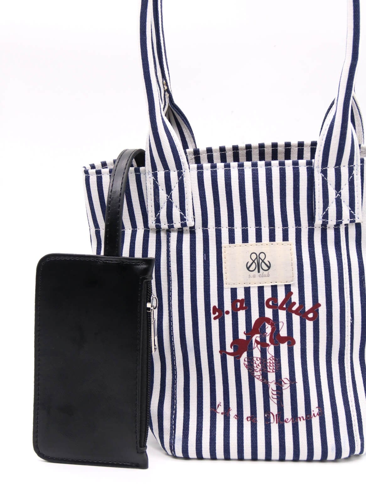 Mini Tote Çanta Çizgili Lacivert Small