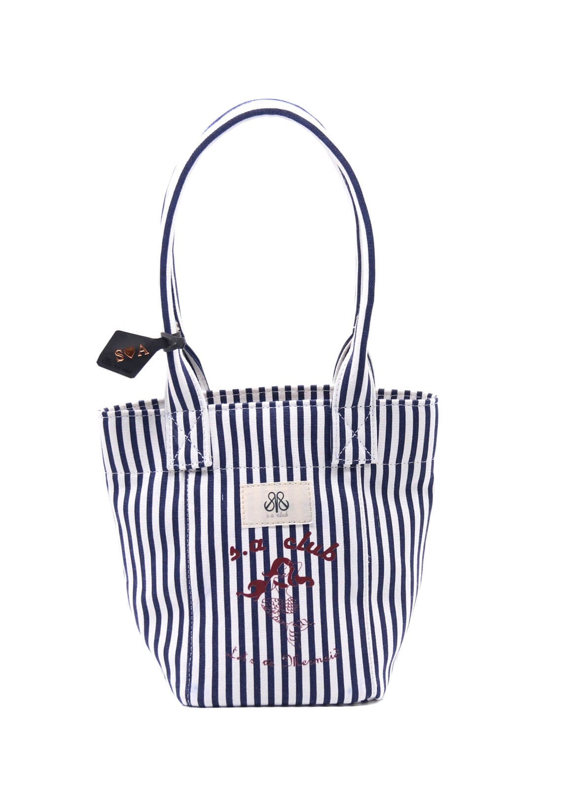 Mini Tote Çanta Çizgili Lacivert Small