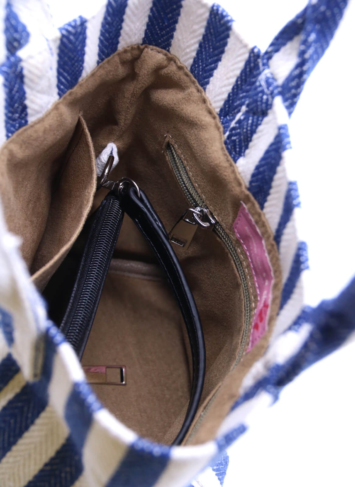 Mini Tote Çanta Kalın Lacivert Çizgili Small