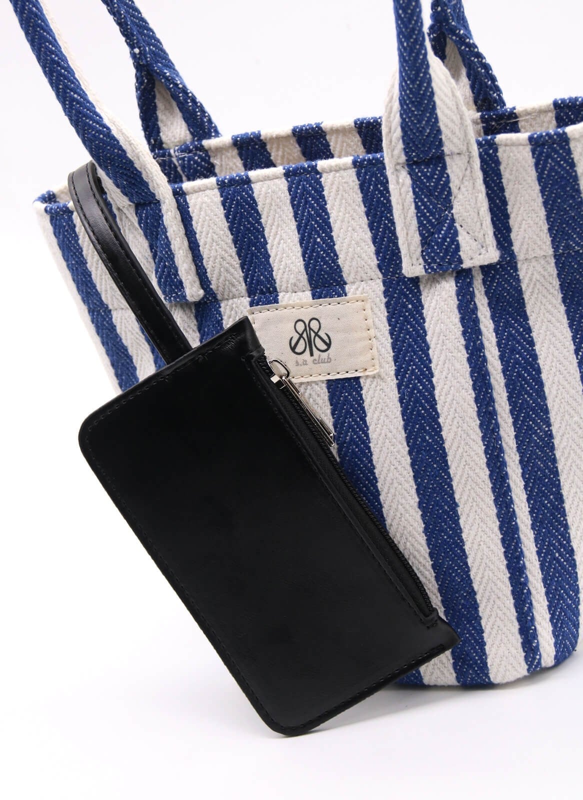 Mini Tote Çanta Kalın Lacivert Çizgili Small