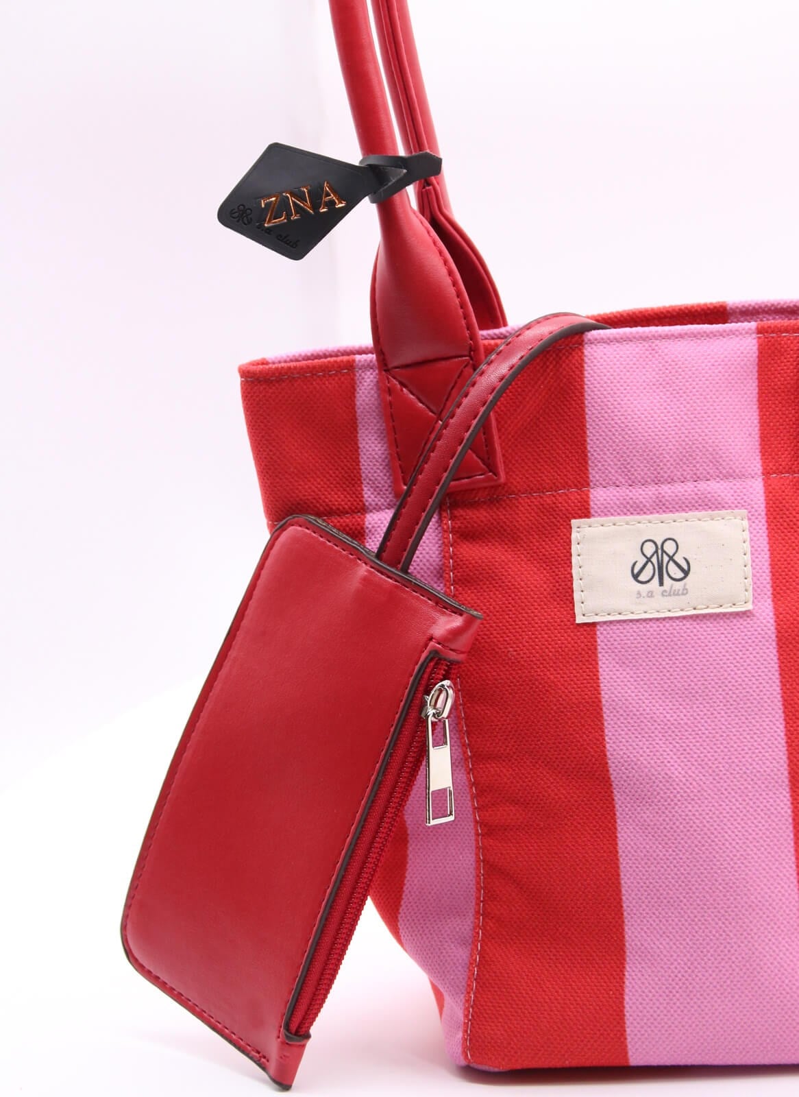 Mini Tote Çanta Kırmızı Çizgili Small