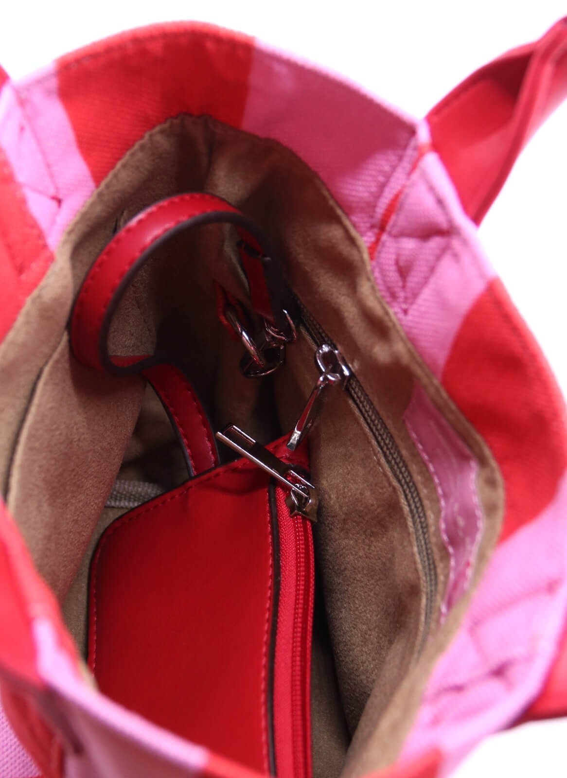 Mini Tote Çanta Kırmızı Çizgili Small