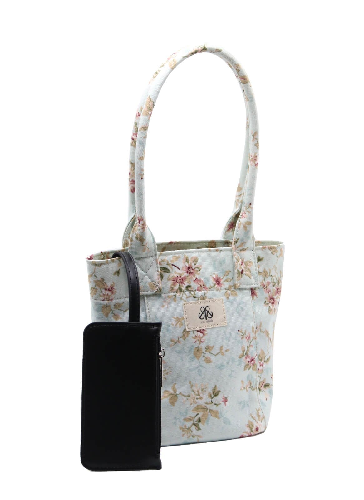 Mini Tote Çanta Mavi Çiçekli Small