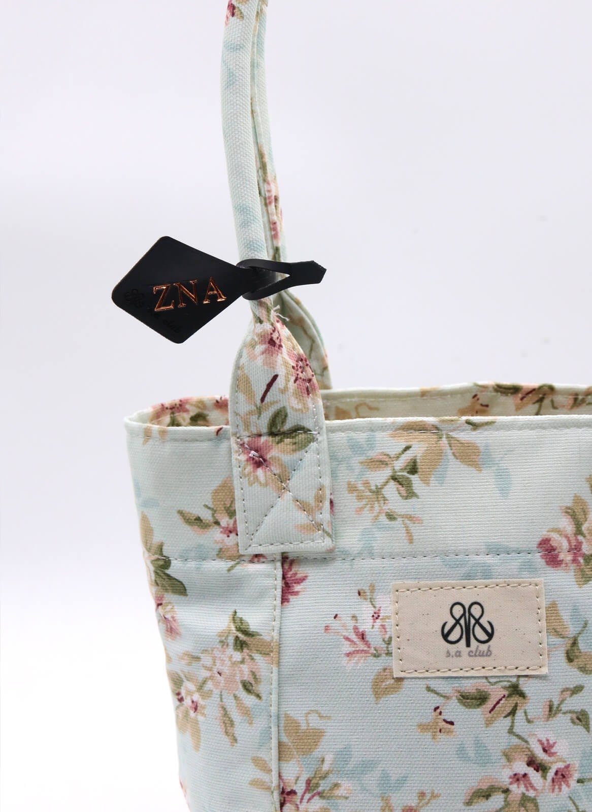 Mini Tote Çanta Mavi Çiçekli Small