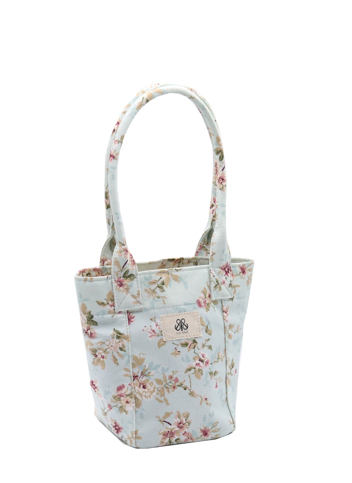 Mini Tote Çanta Mavi Çiçekli Small