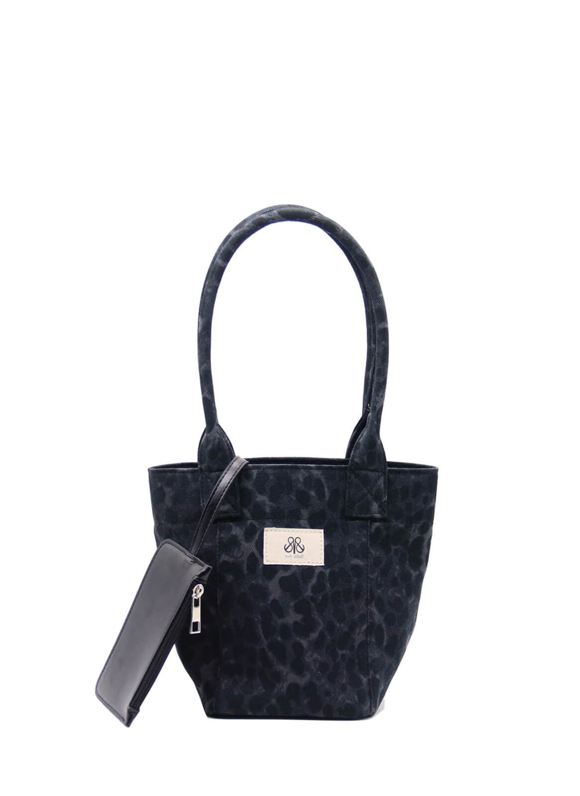 Mini Tote Çanta Siyah Leopar Small