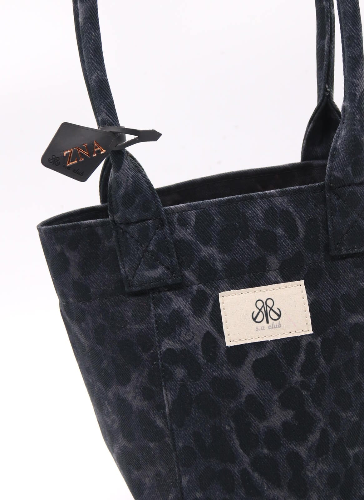 Mini Tote Çanta Siyah Leopar Small