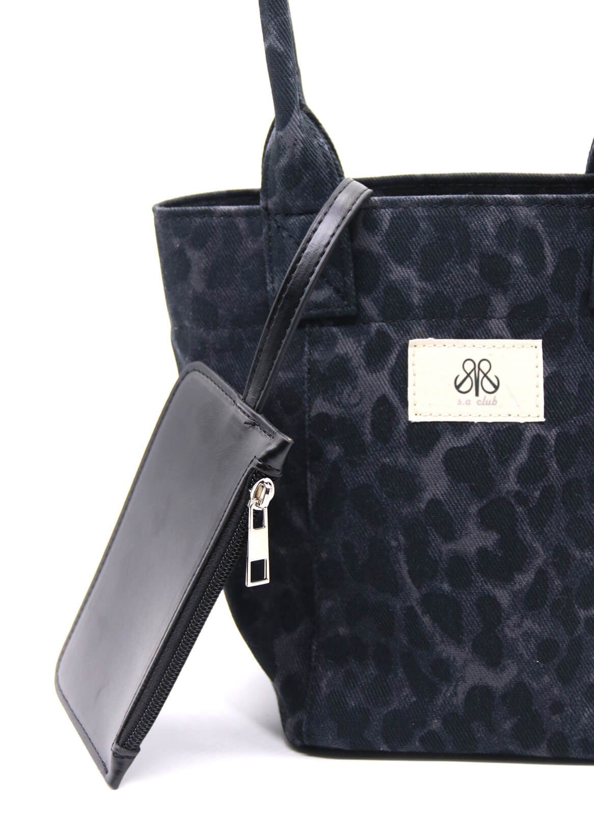 Mini Tote Çanta Siyah Leopar Small