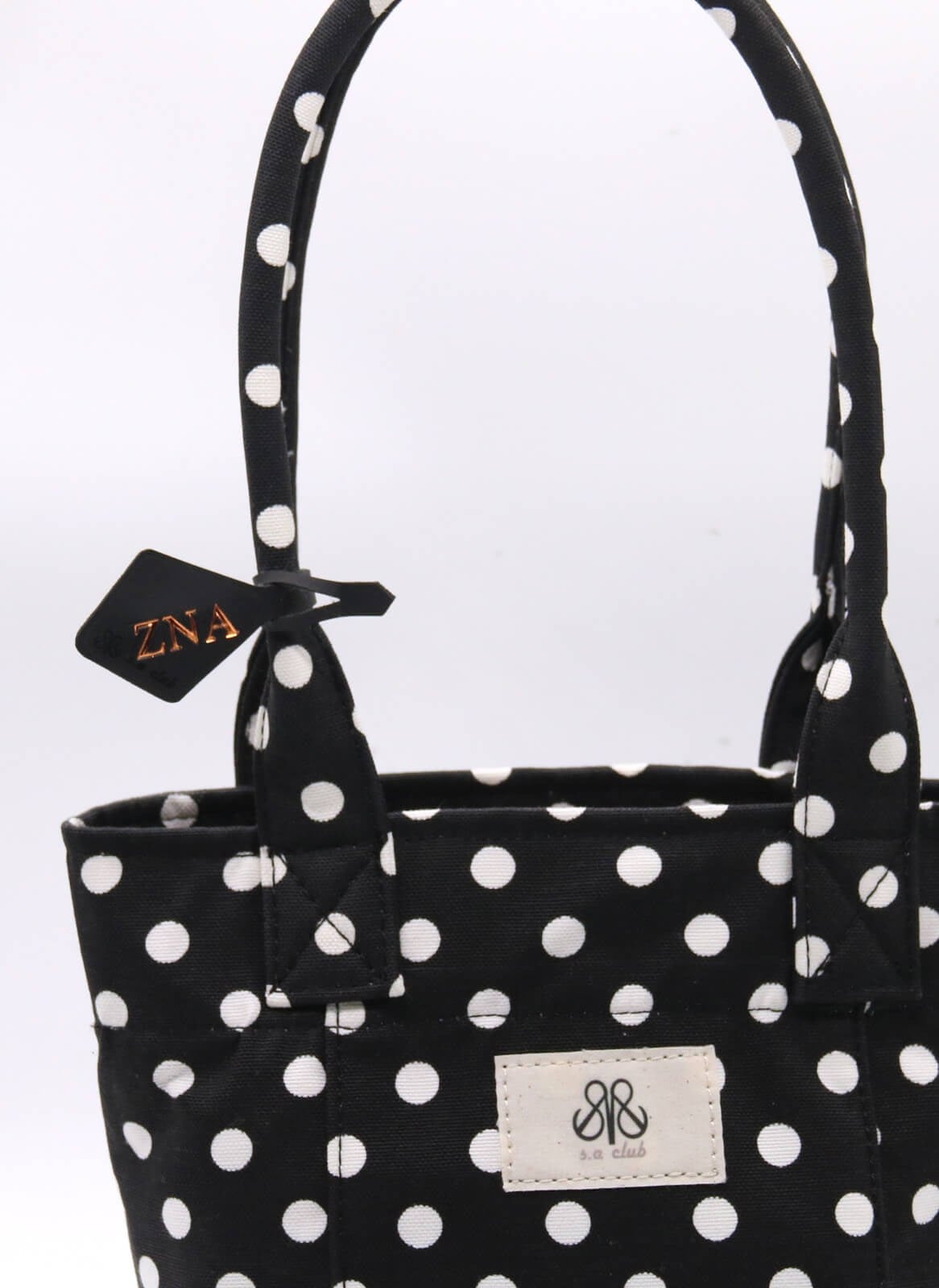 Mini Tote Çanta Siyah Puantiye Small
