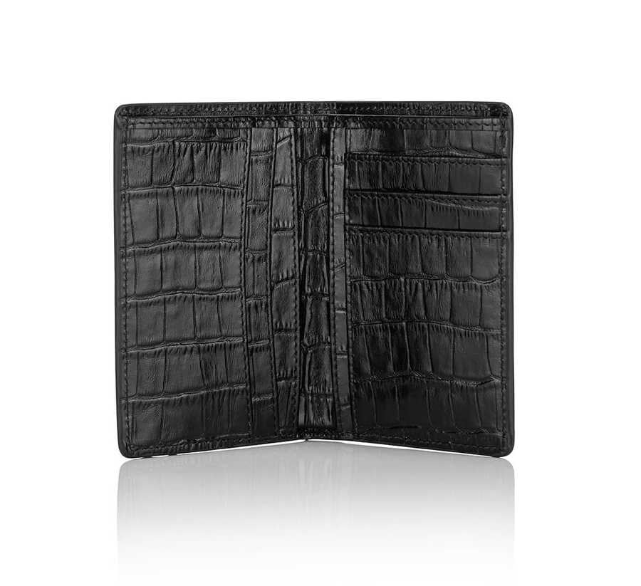 Slim Deri Cüzdan Siyah Croco