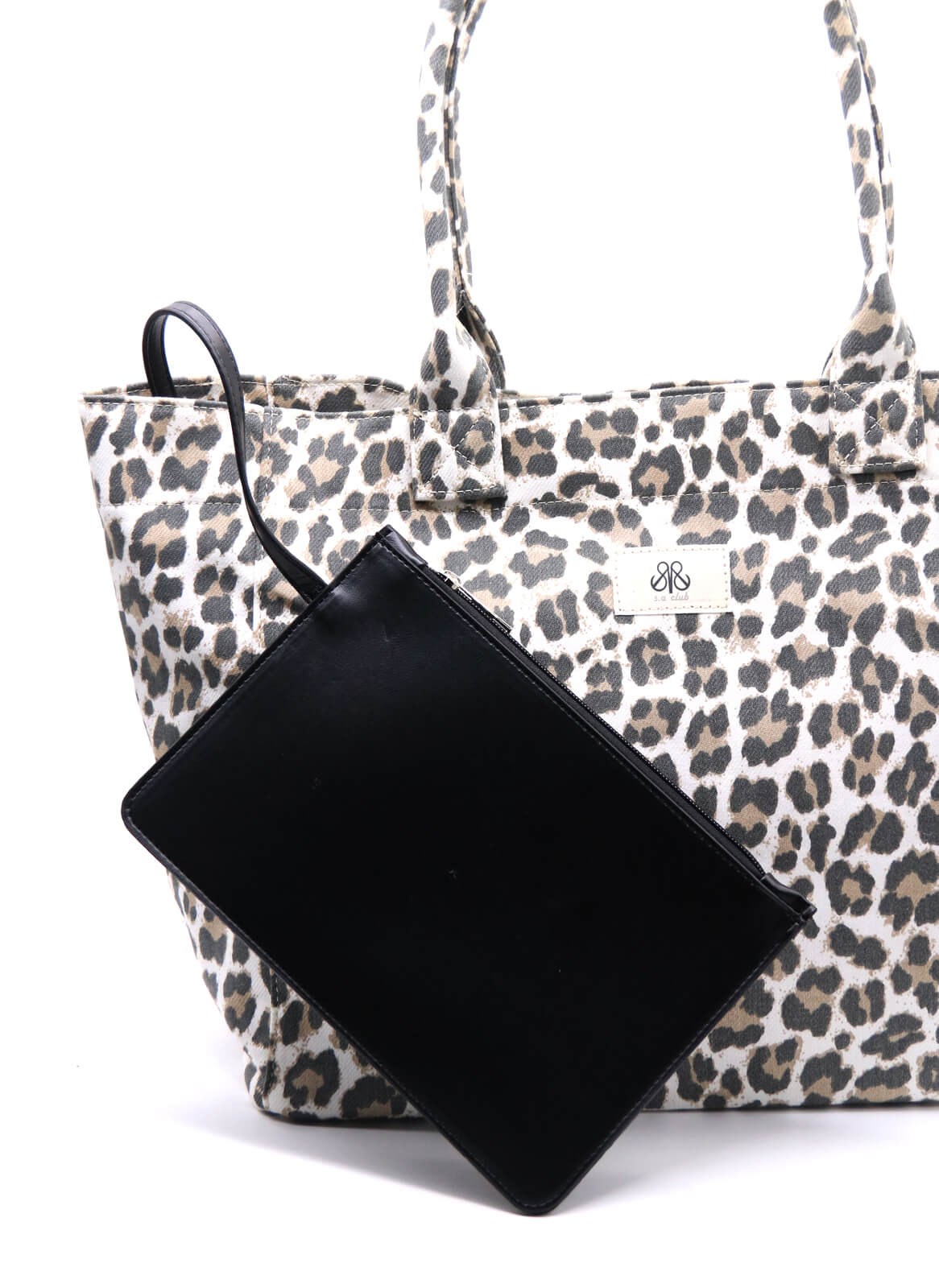 Tote Çanta Beyaz Leopar Large