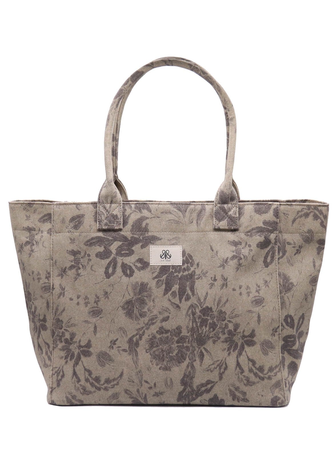 Tote Çanta Gri Çiçekli Large