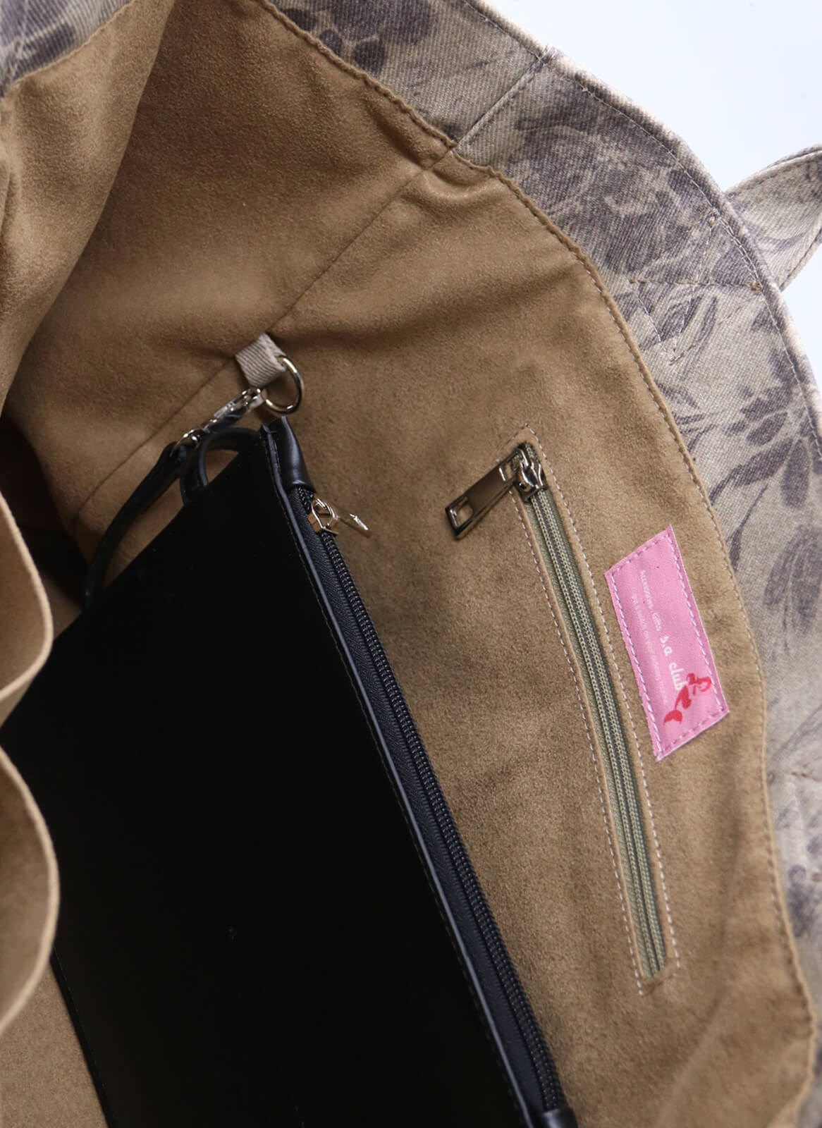 Tote Çanta Gri Çiçekli Medium
