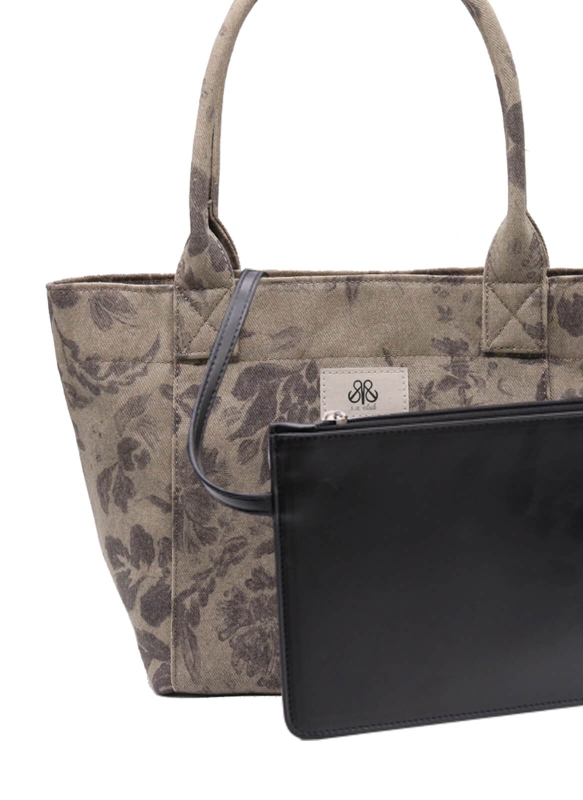 Tote Çanta Gri Çiçekli Medium