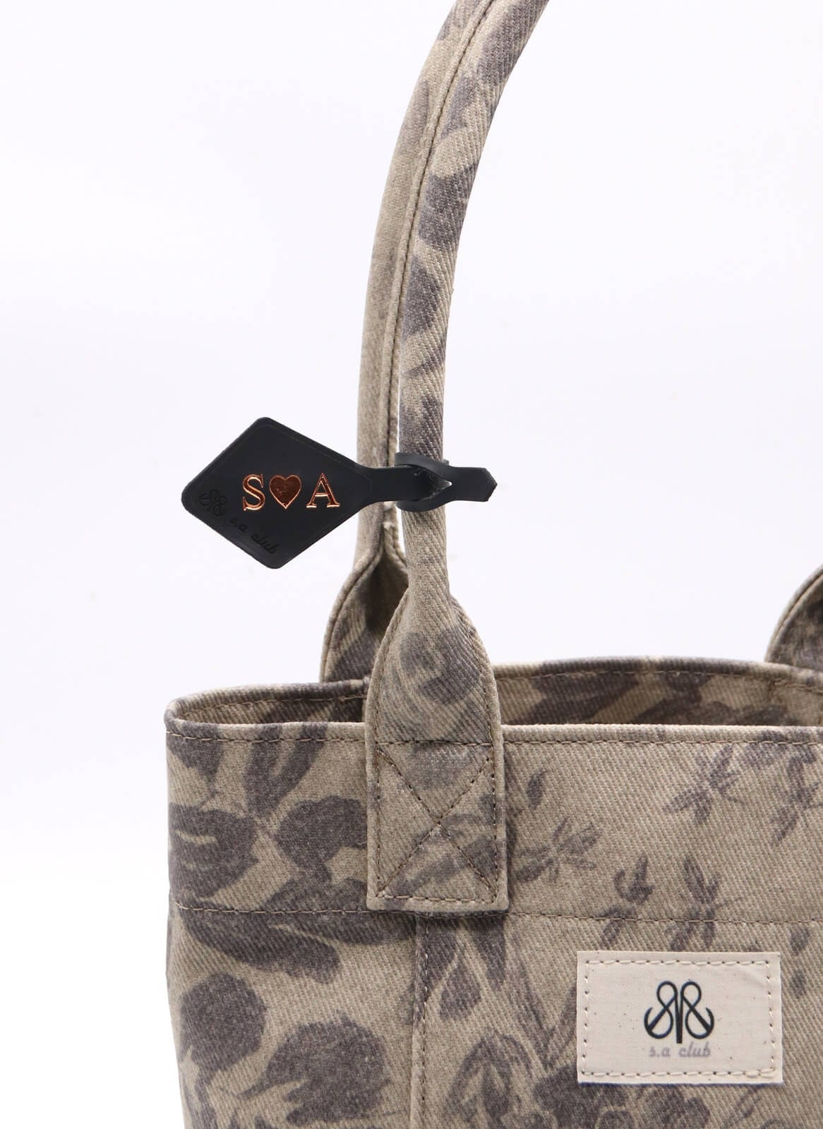 Tote Çanta Gri Çiçekli Small