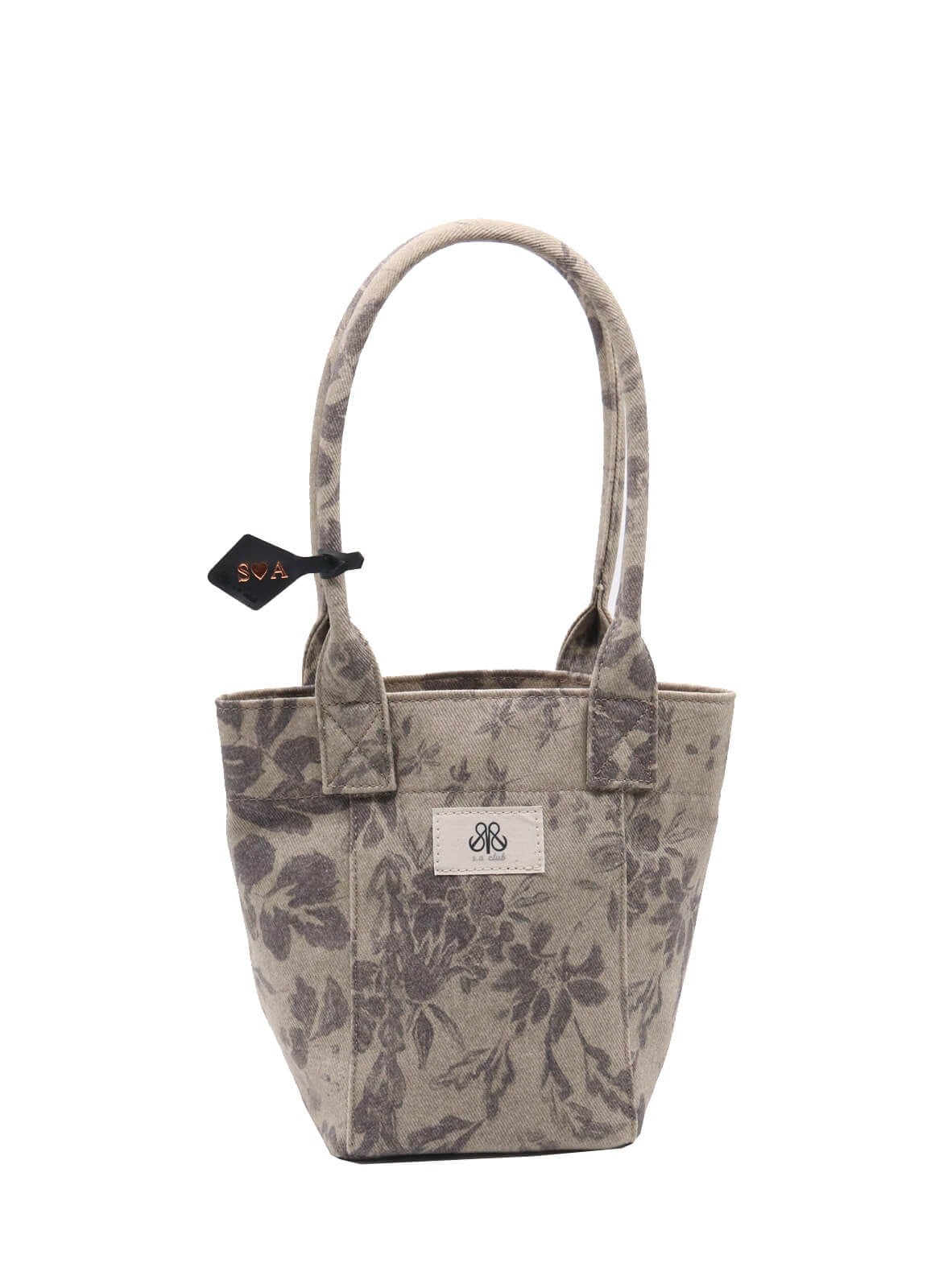 Tote Çanta Gri Çiçekli Small