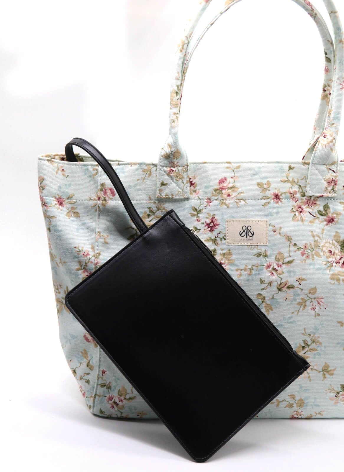 Tote Çanta Mavi Çiçekli Large