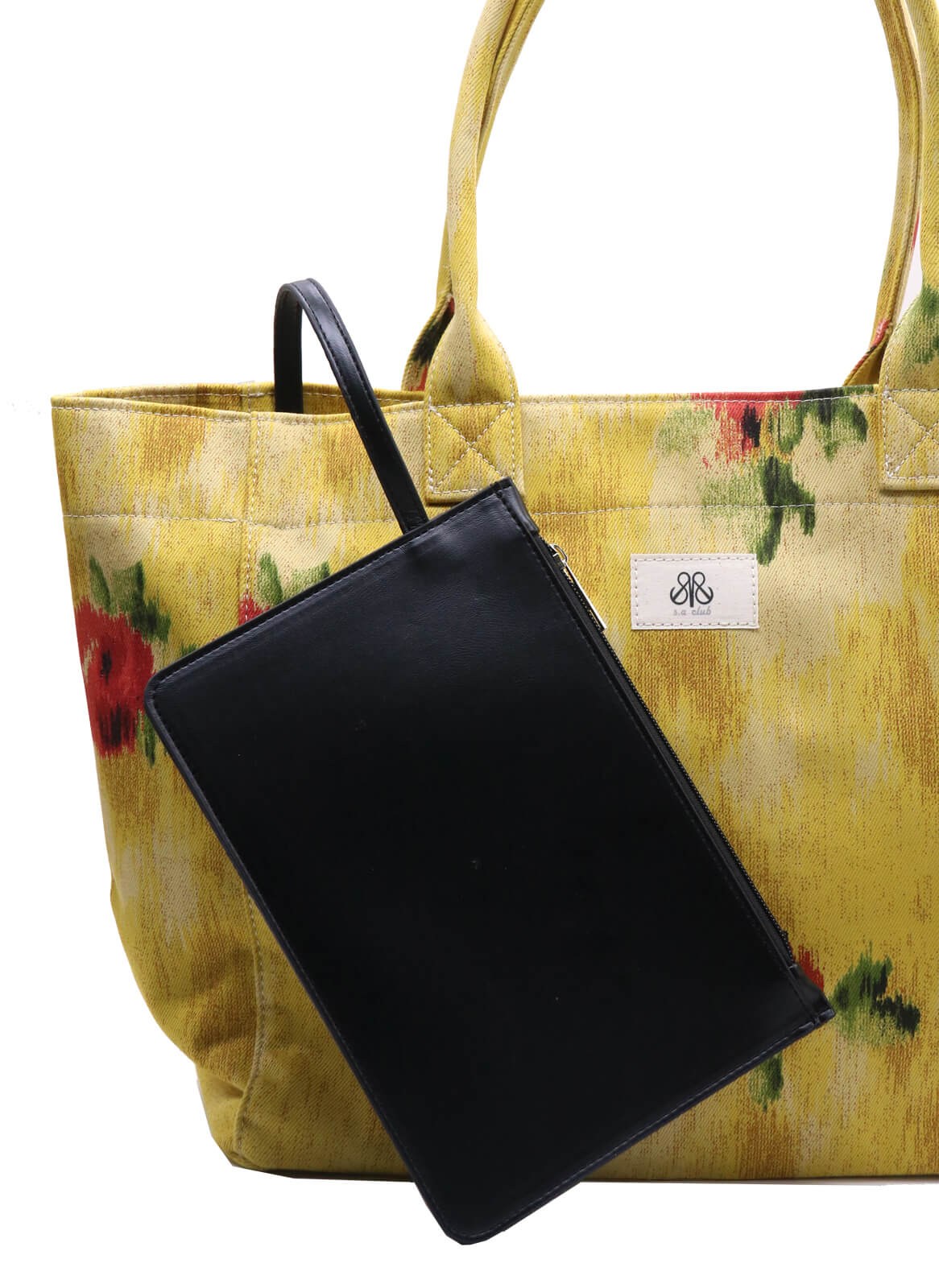 Tote Çanta Sarı Çiçekli Large