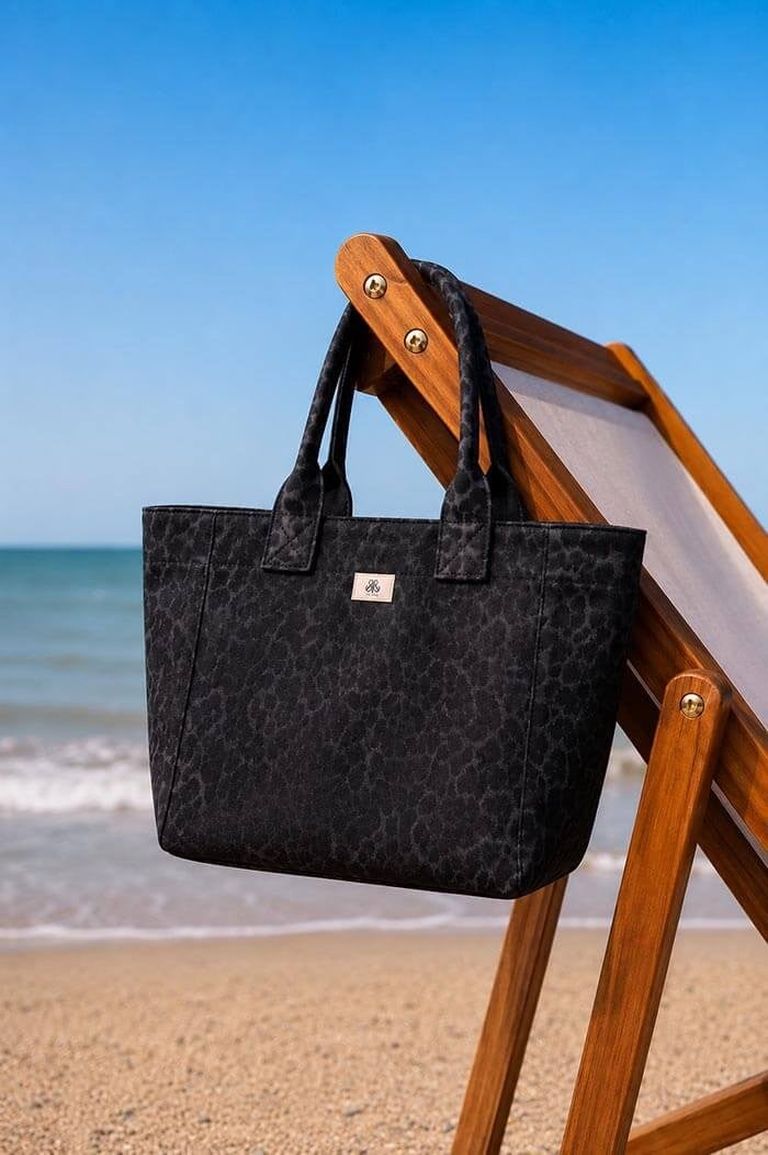 Tote Çanta Siyah Leopar Large