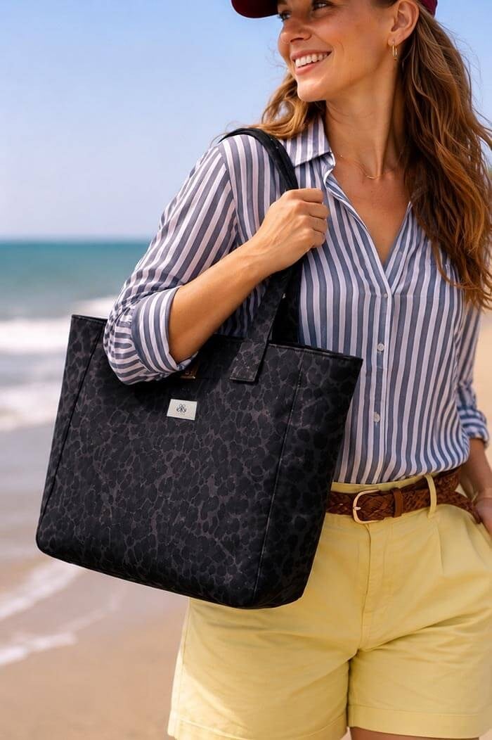 Tote Çanta Siyah Leopar Large