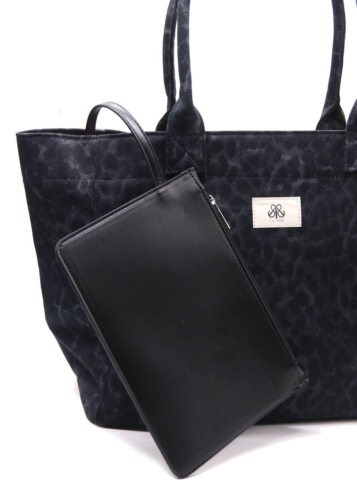 Tote Çanta Siyah Leopar Large