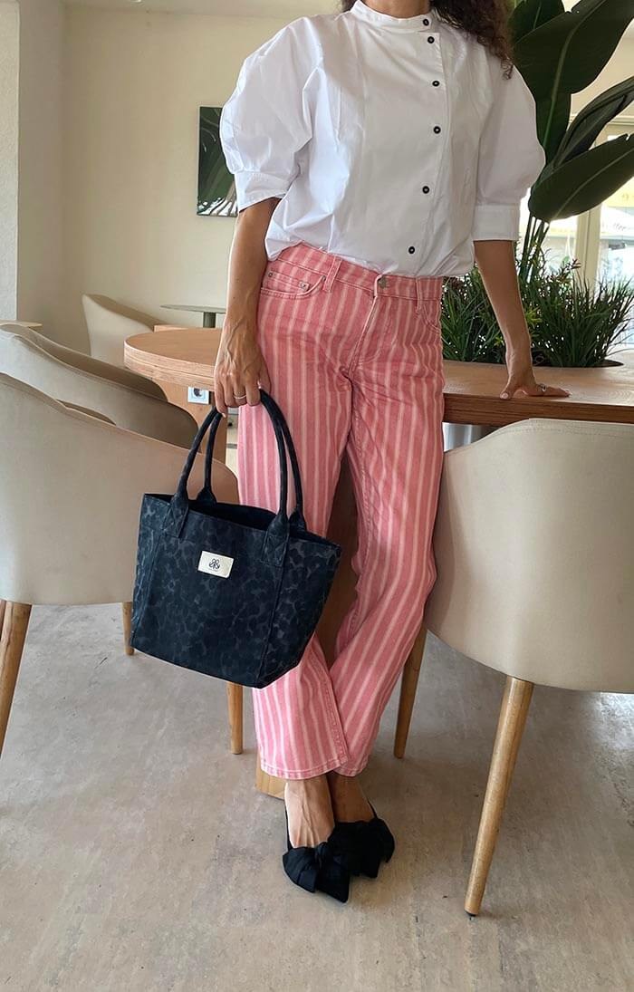 Tote Çanta Siyah Leopar Medium