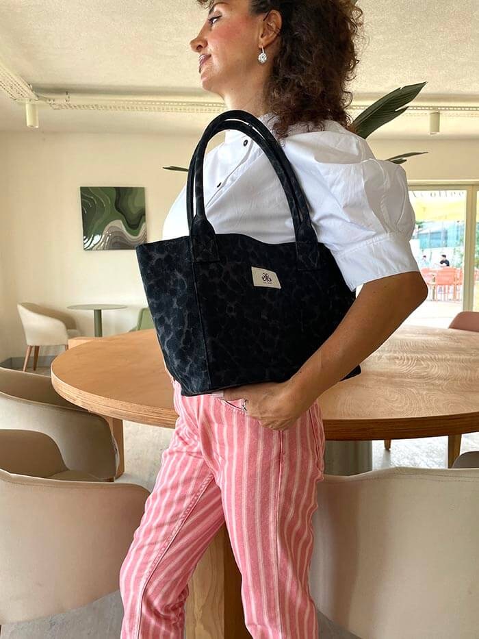 Tote Çanta Siyah Leopar Medium