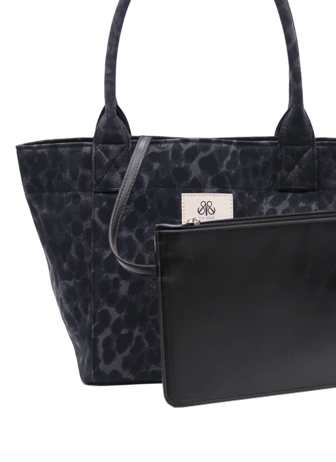 Tote Çanta Siyah Leopar Medium