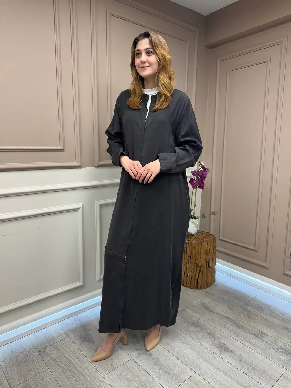 Almarwah Black 50933 Acı Kahve Fermuar Detaylı Kap (Büyük Beden)