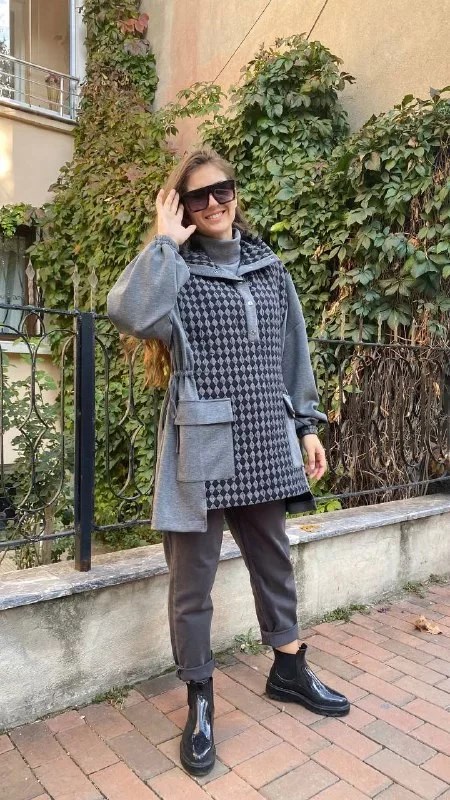 Cloche CL2977 Siyah Baklava Desen Sweat