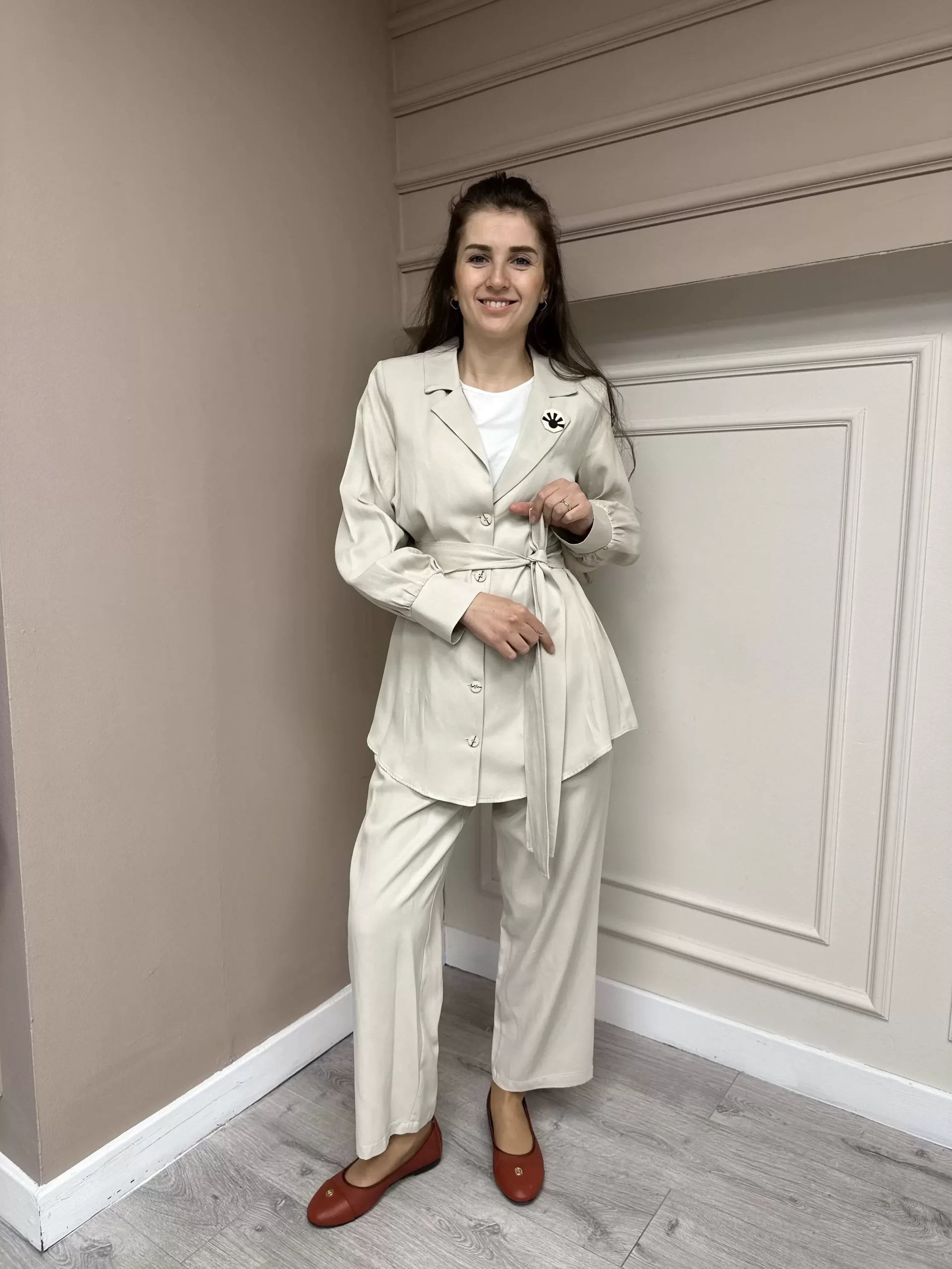 Cloche CL3011 Beli Kemerli Yakası Taşlı Takım