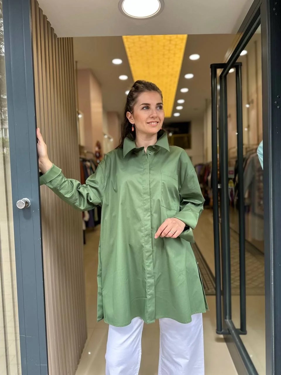 Cloche CL3055 Düğme Detaylı Haki Poplin Gömlek