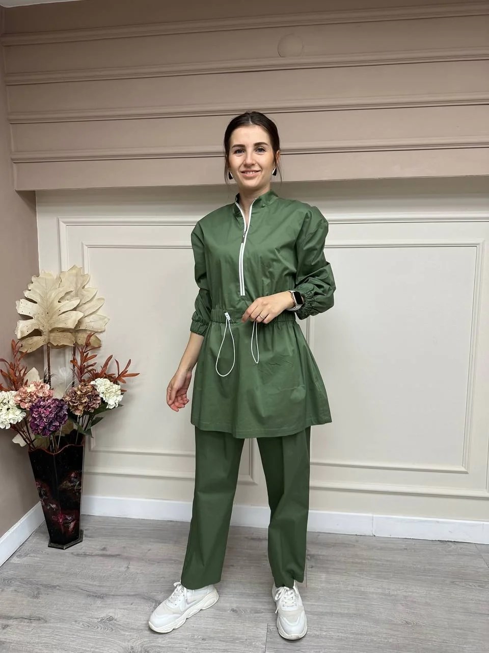 Cloche CL3159 Haki Pileli Poplin Pantolon