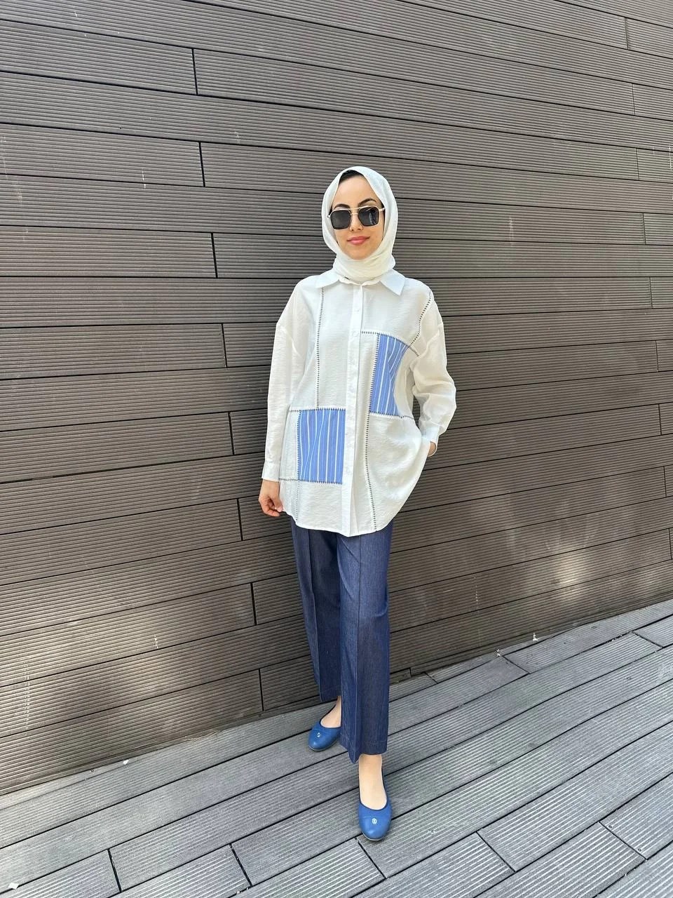 Cloche CL3508 Mavi Linda Kemerli Pantolon