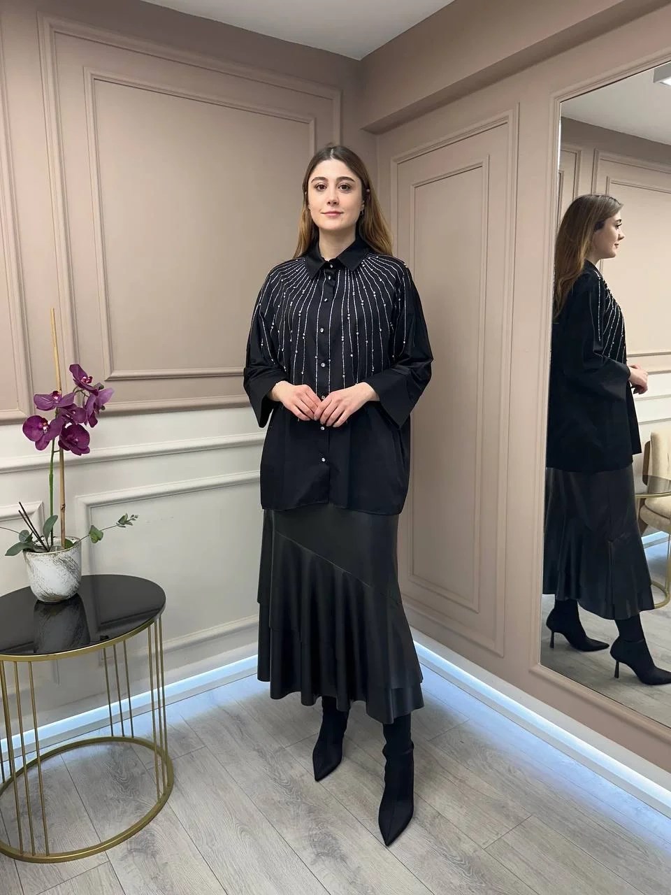 Ghisa 25YGSTNK4848 Siyah Taşlı Tunik