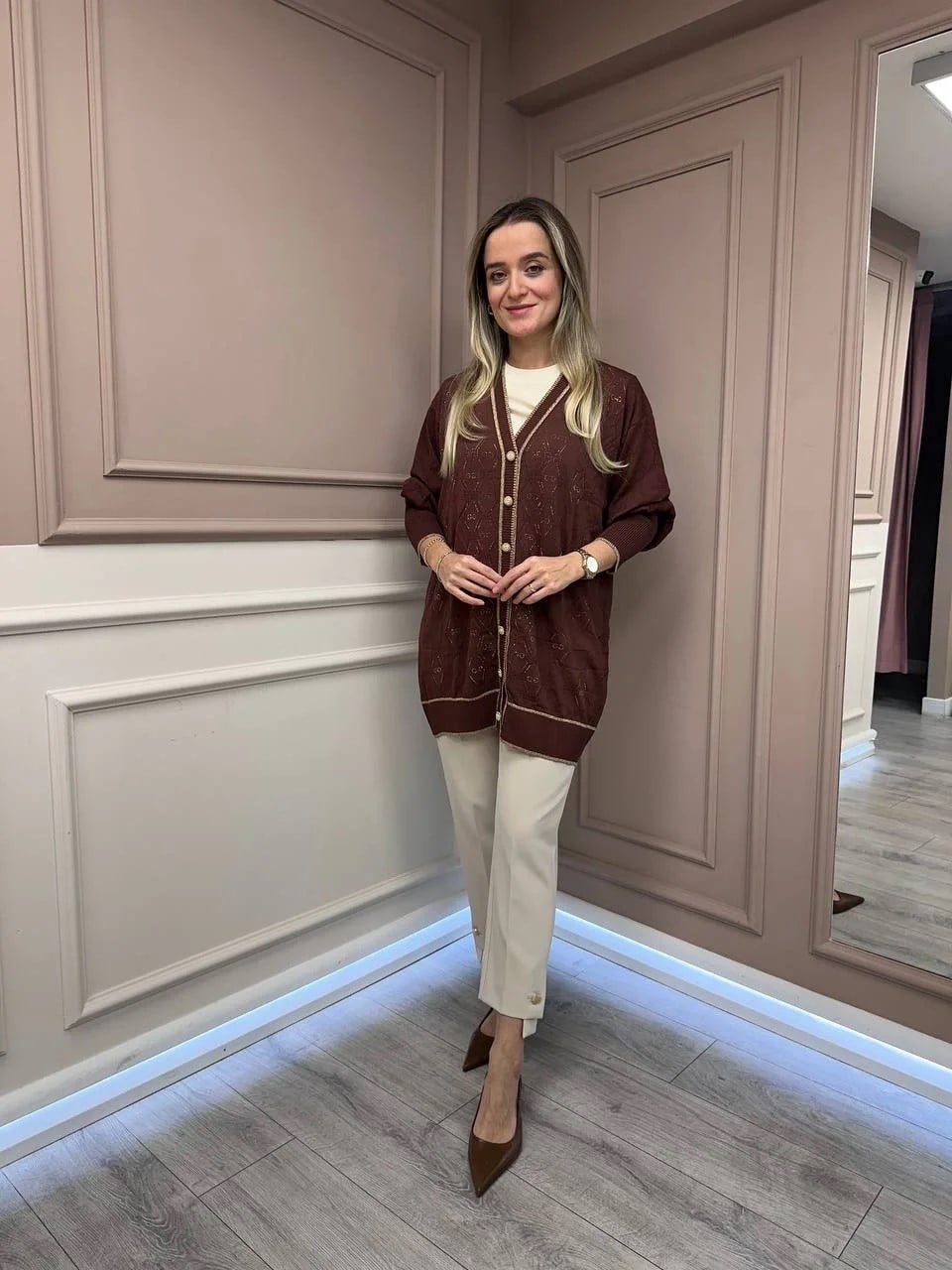 Ghisa 26KOBHRK3166 Kahve Triko Hırka