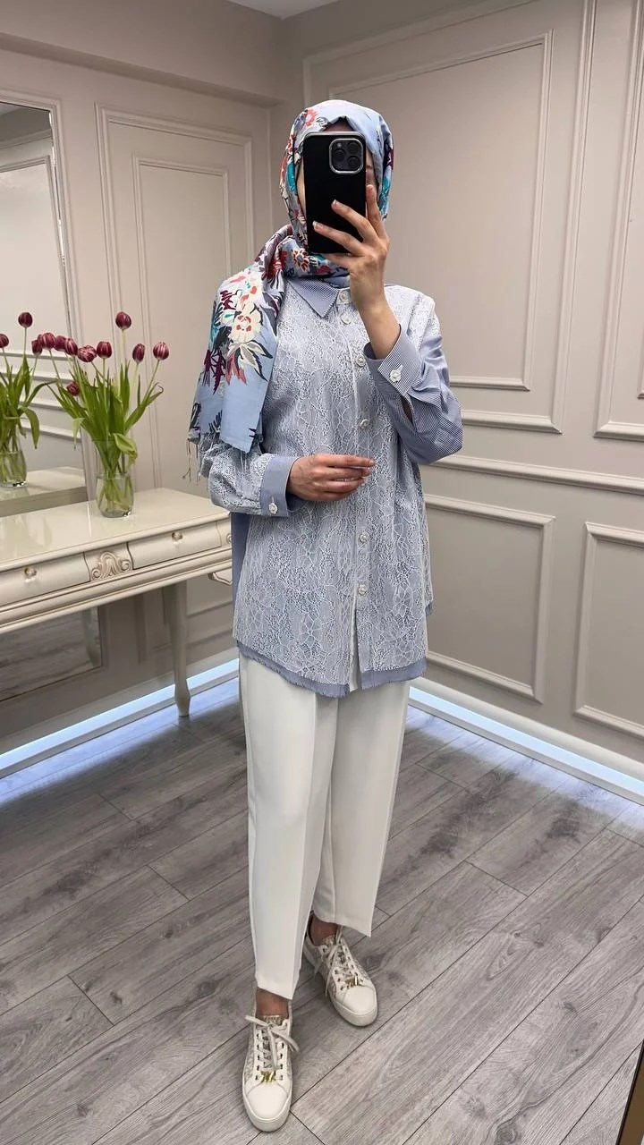Ghisa 3610T4316 Lacivert Önü Dantel Detaylı Tunik