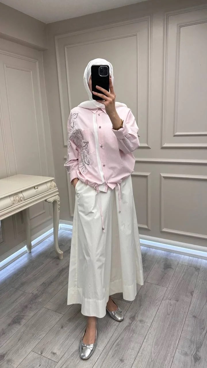 Ghisa 3610T4317 Pembe İşleme Detaylı Tunik