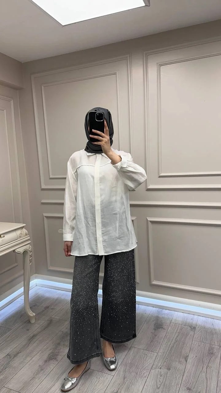 Ghisa 3611P8181 Siyah Taş Detaylı Kot Pantolon