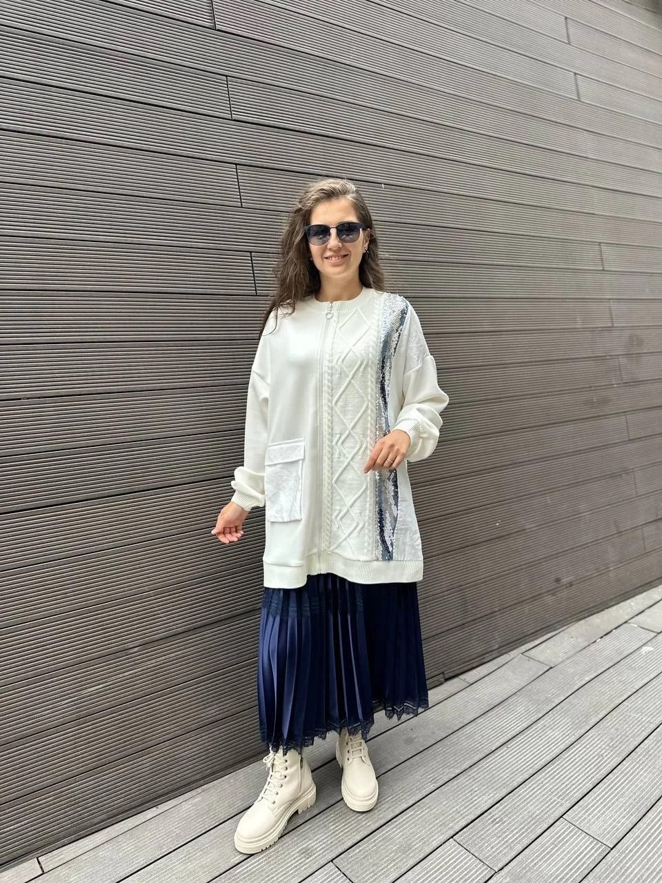 Ghisa 4KGSTNK4386 Ekru Payet Detaylı Tunik