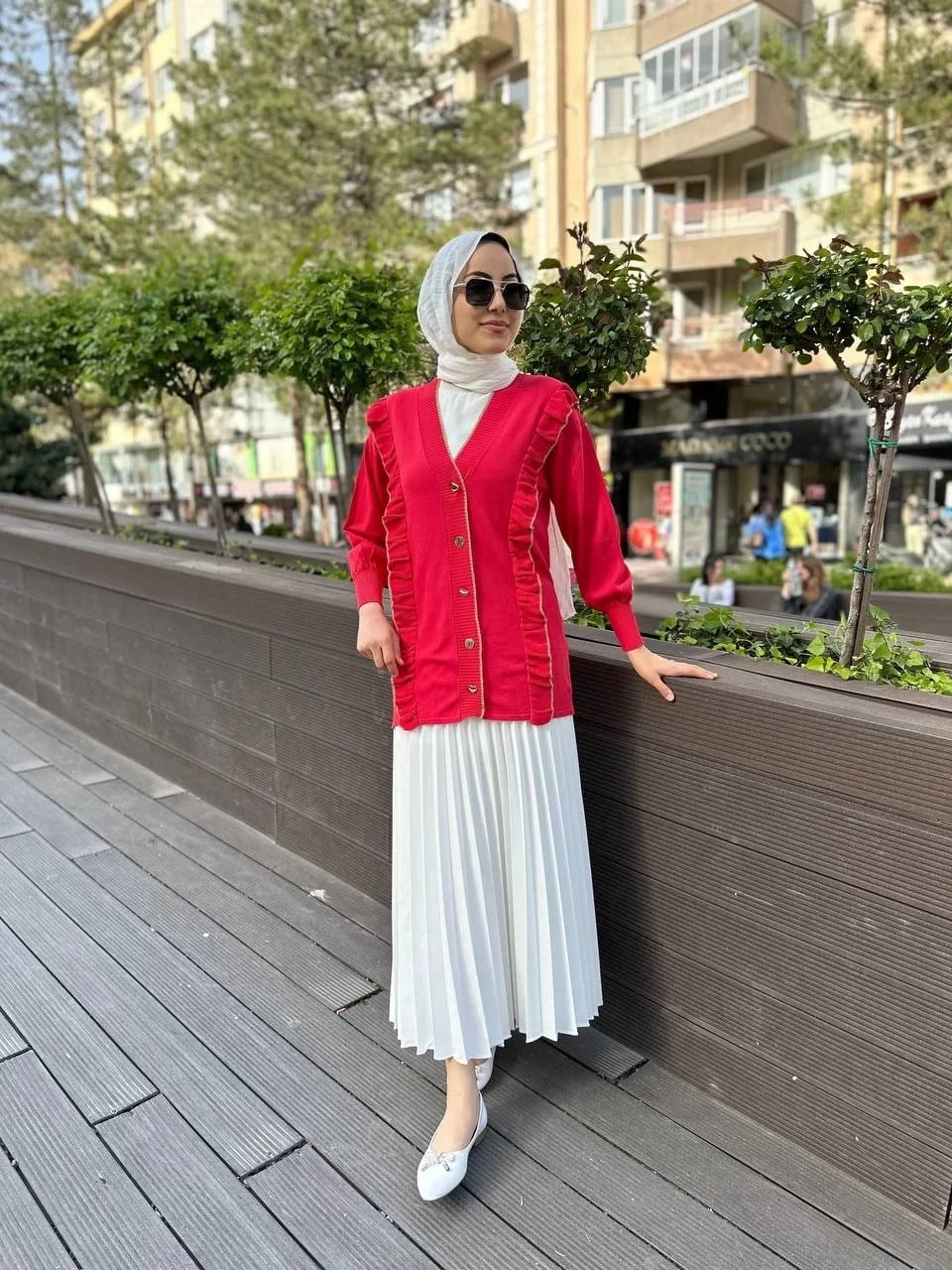 Ghisa 4KOBHRK3567 Coral Triko Fırfırlı Hırka