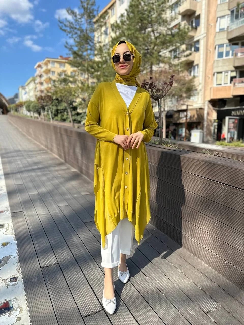 Ghisa 4KOBHRK3669 Asit Yanları Şifon Kumaşlı Triko Hırka