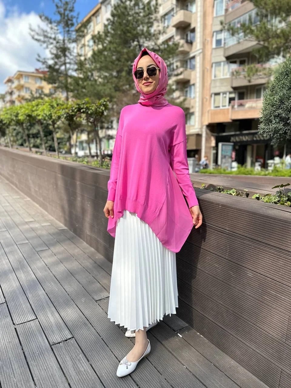 Ghisa 4YOBTNK4436 Pembe Yanları Şifonlu Kısa Tunik