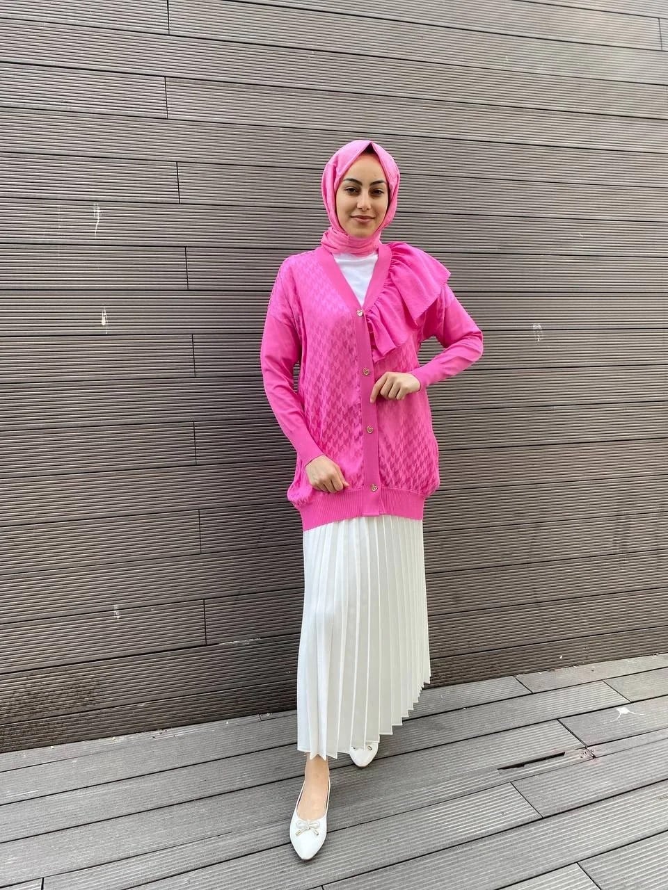 Ghisa 4YÖRHRK3603 Pembe Yaka Detaylı Hırka